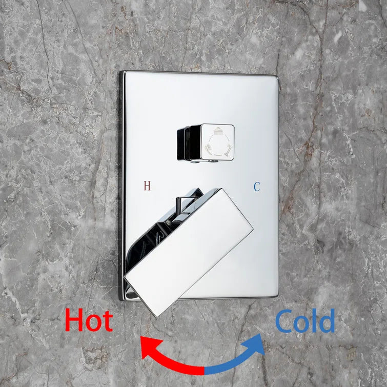 Pommeau de douche carré à 3 voies et montage mural de 10 po avec robinet à montage brut RX97303-10