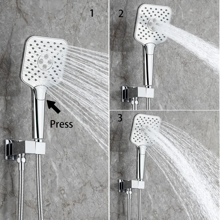 10" Shower Head 3-way Wall-Mount Square Shower Faucet with Rough-in Valve RX97303-10
