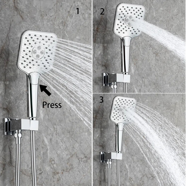Pommeau de douche carré à 3 voies et montage mural de 10 po avec robinet à montage brut RX97303-10