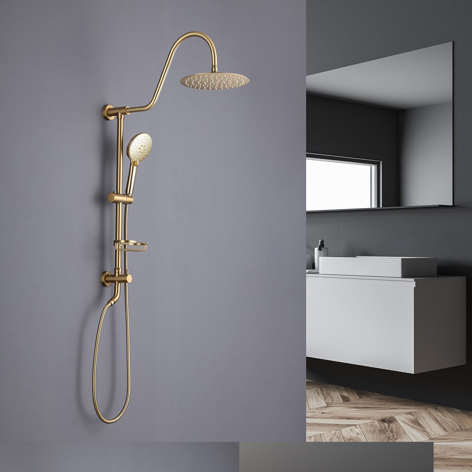 Système de douche avec pomme de douche à effet pluie et douche à main RX2001