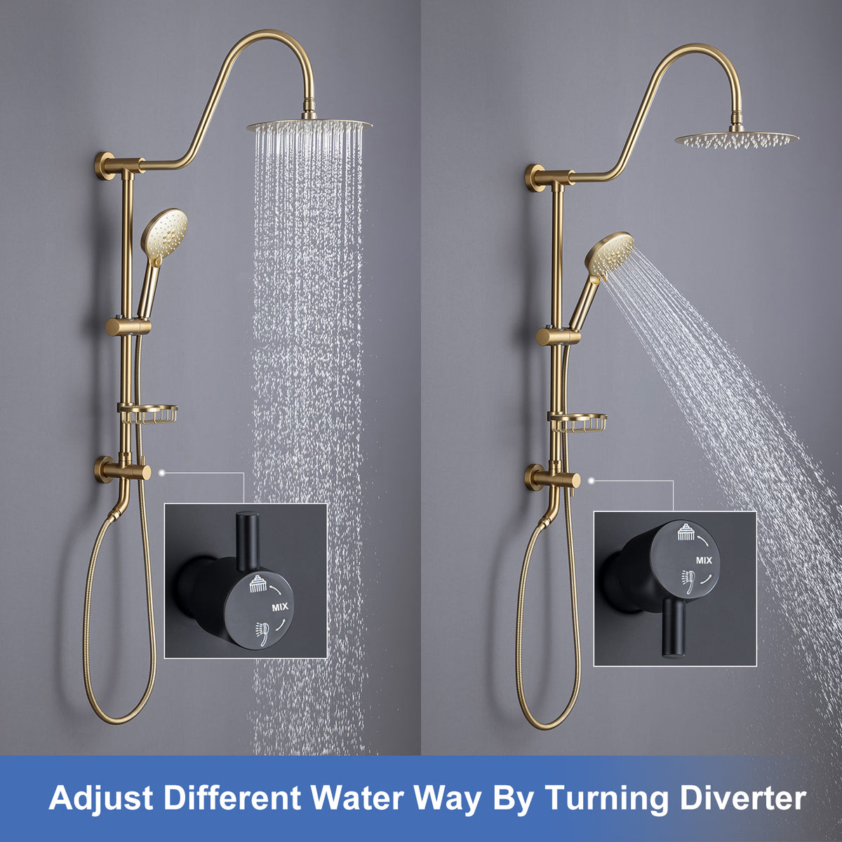 Système de douche avec pomme de douche à effet pluie et douche à main RX2001