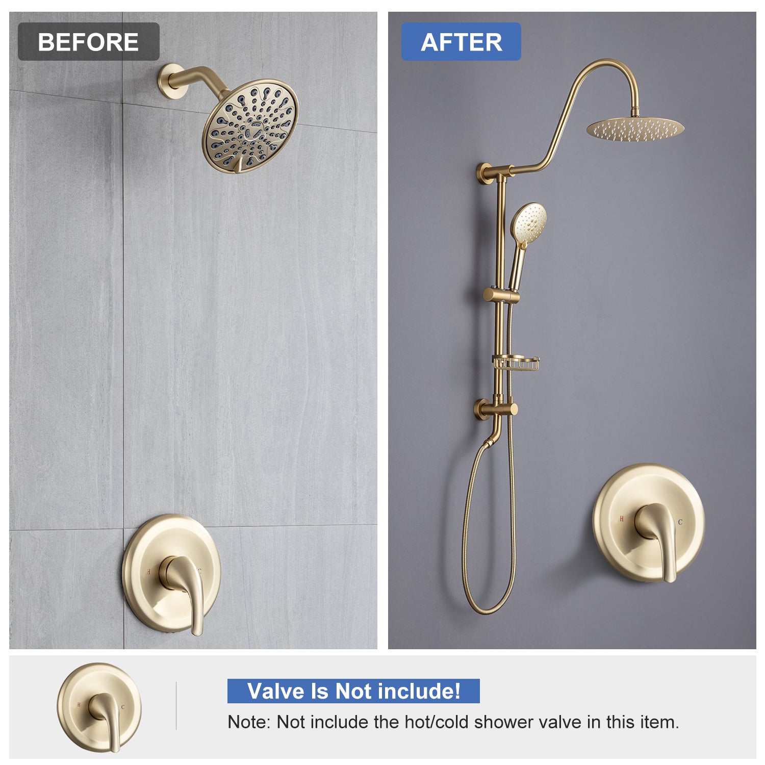 Système de douche avec pomme de douche à effet pluie et douche à main RX2001