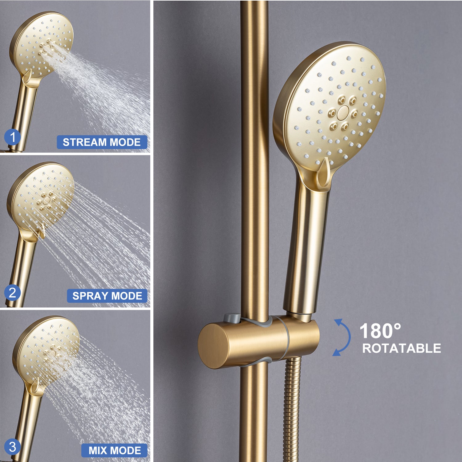 Système de douche avec pomme de douche à effet pluie et douche à main RX2001