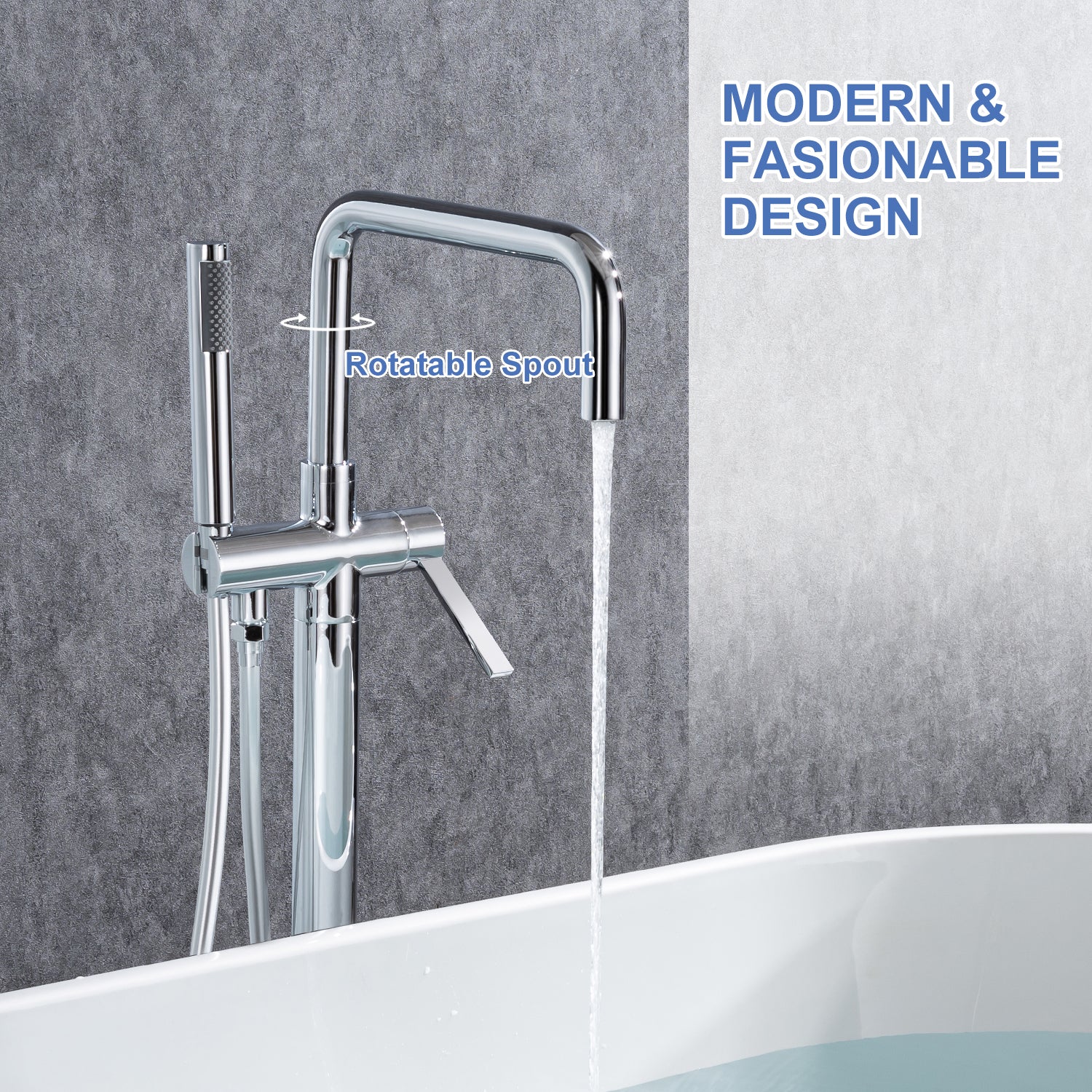 Single-Handle Floor-Mount Clawfoot Tub Faucet with Handheld Shower (S8008)