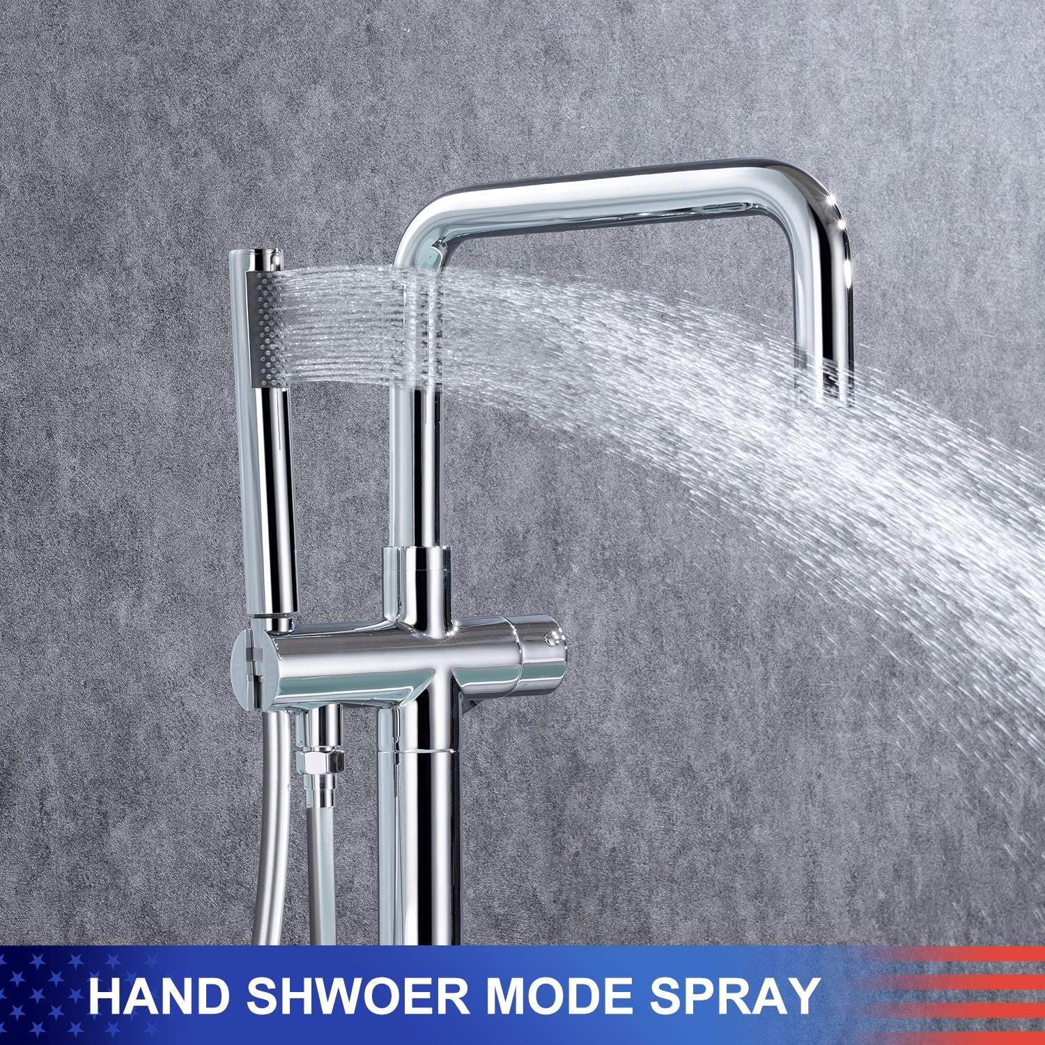 Single-Handle Floor-Mount Clawfoot Tub Faucet with Handheld Shower (S8008)