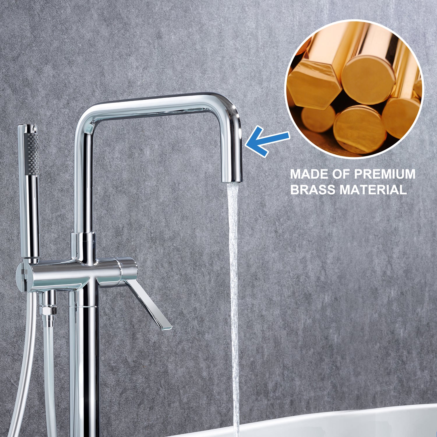 Single-Handle Floor-Mount Clawfoot Tub Faucet with Handheld Shower (S8008)