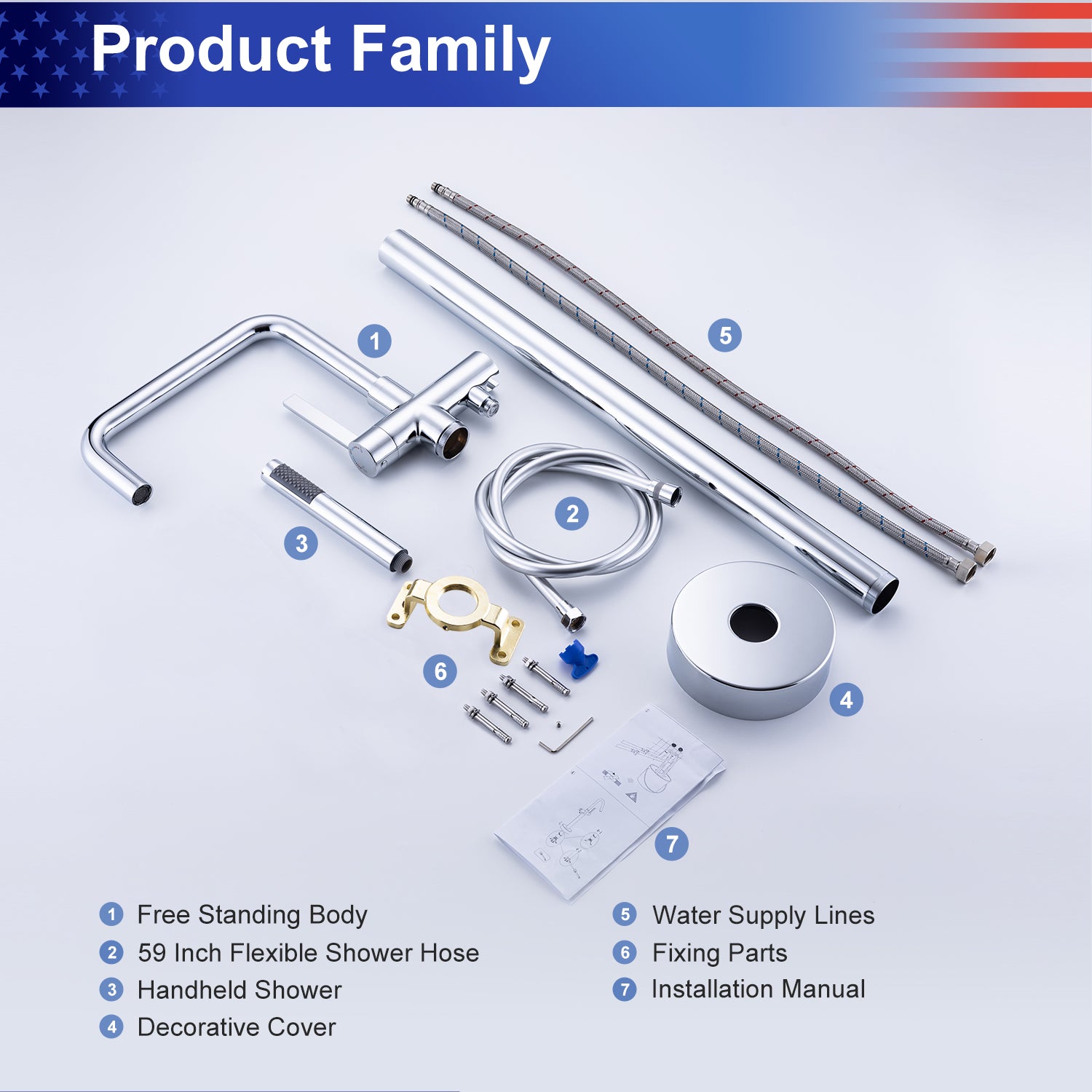 Single-Handle Floor-Mount Clawfoot Tub Faucet with Handheld Shower (S8008)