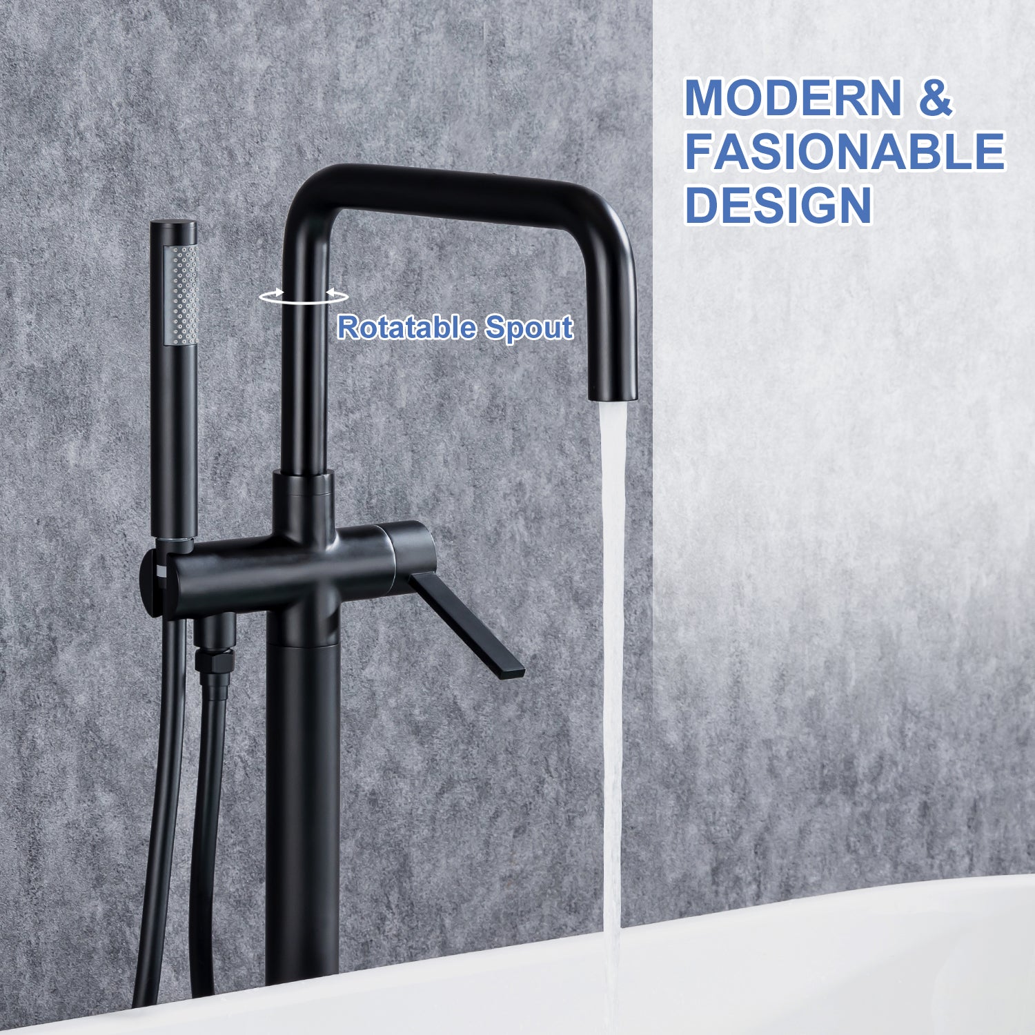 Single-Handle Floor-Mount Clawfoot Tub Faucet with Handheld Shower (S8008)
