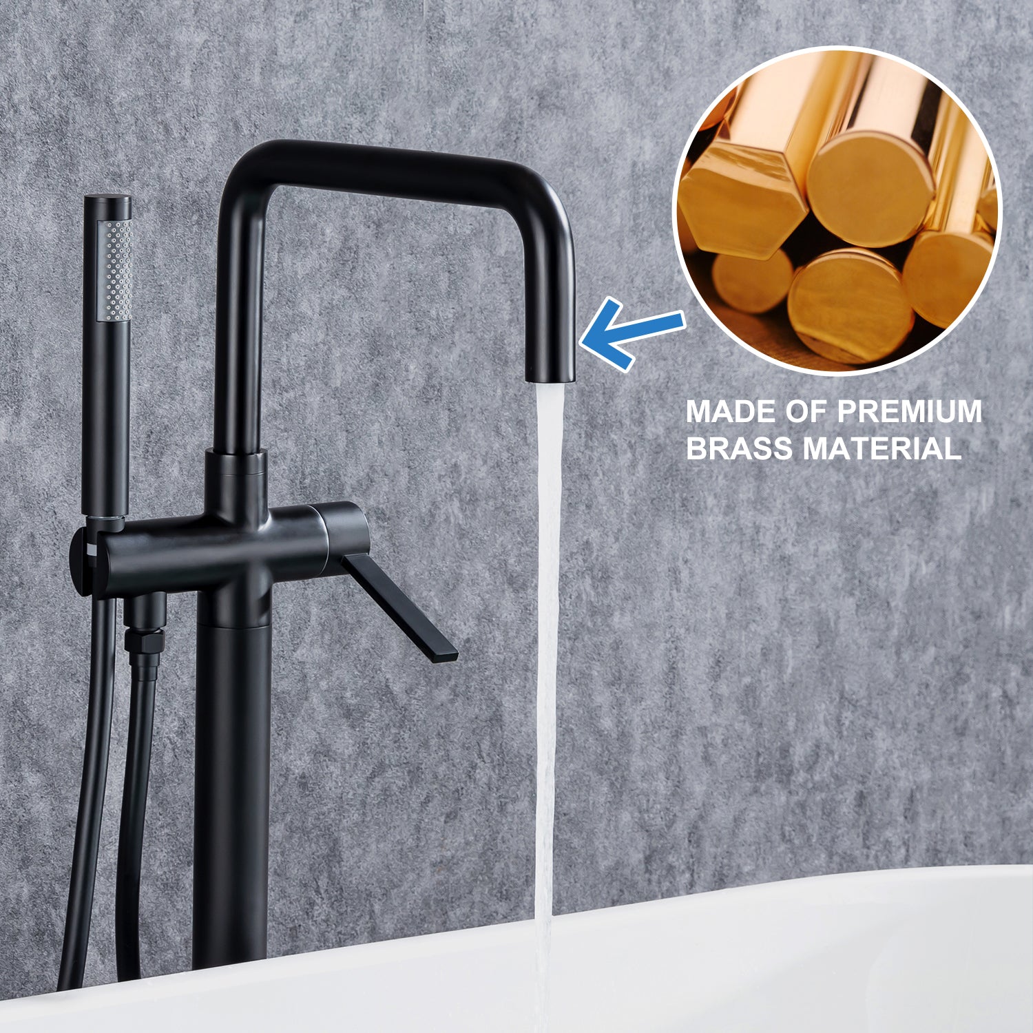 Single-Handle Floor-Mount Clawfoot Tub Faucet with Handheld Shower (S8008)