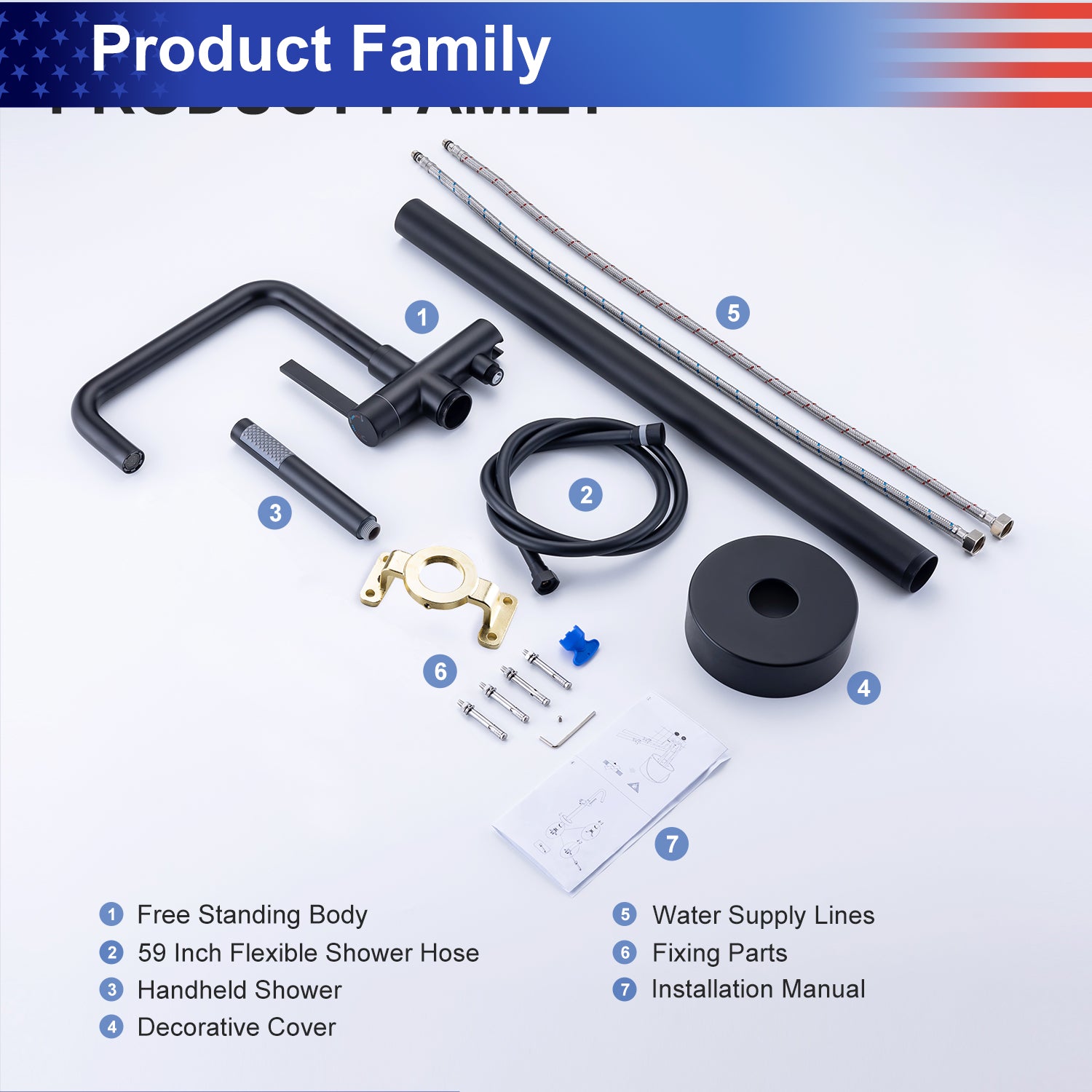 Single-Handle Floor-Mount Clawfoot Tub Faucet with Handheld Shower (S8008)
