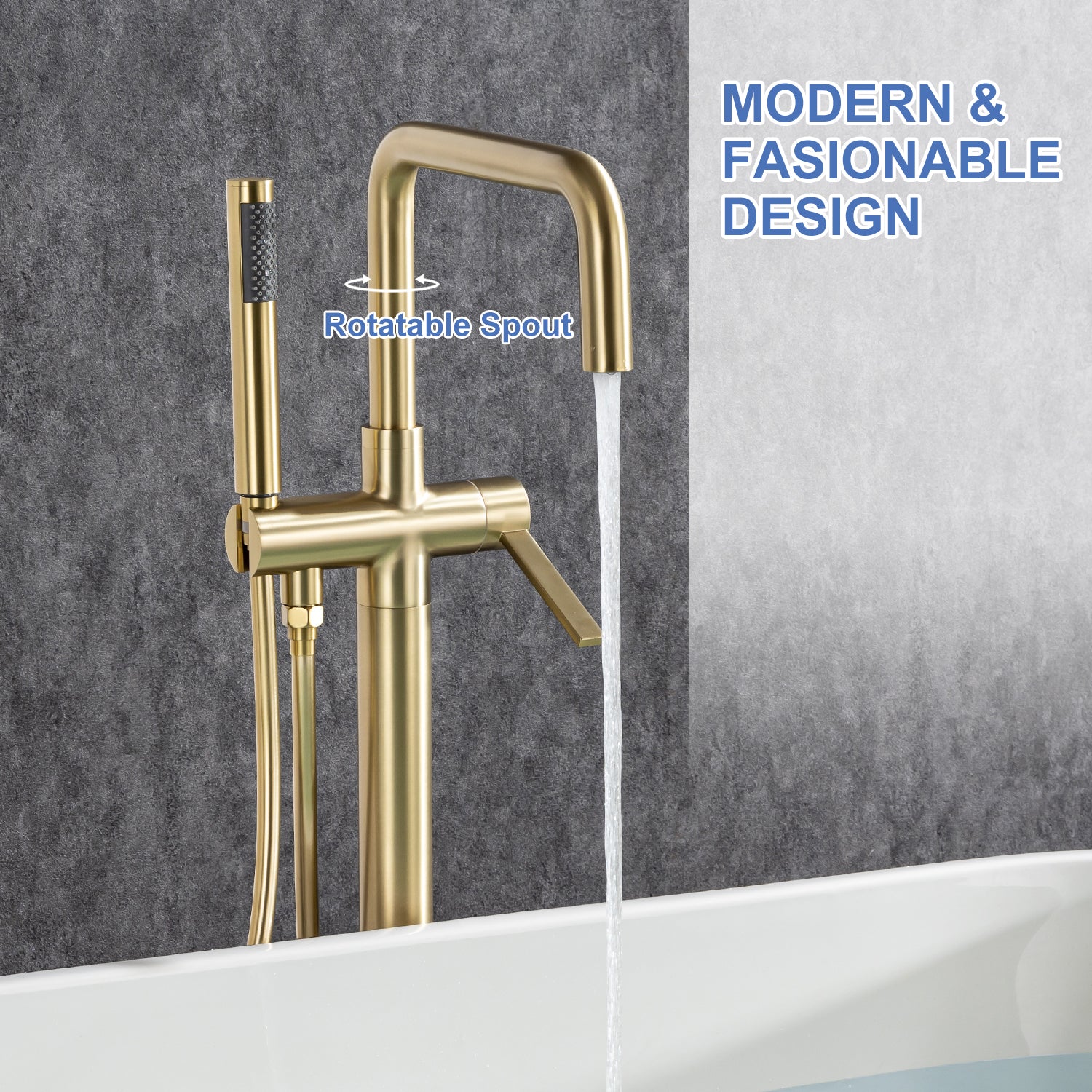 Single-Handle Floor-Mount Clawfoot Tub Faucet with Handheld Shower (S8008)