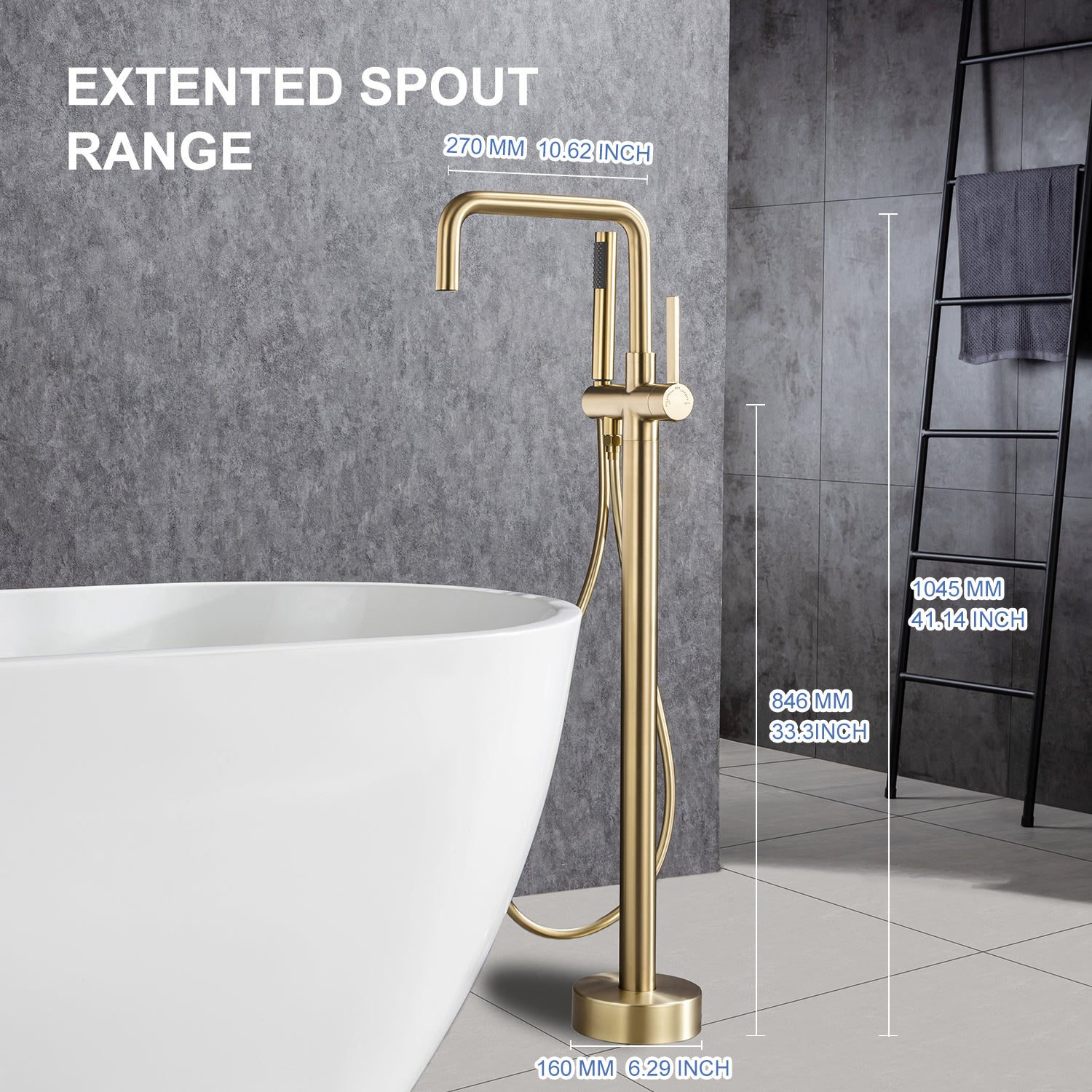 Single-Handle Floor-Mount Clawfoot Tub Faucet with Handheld Shower (S8008)