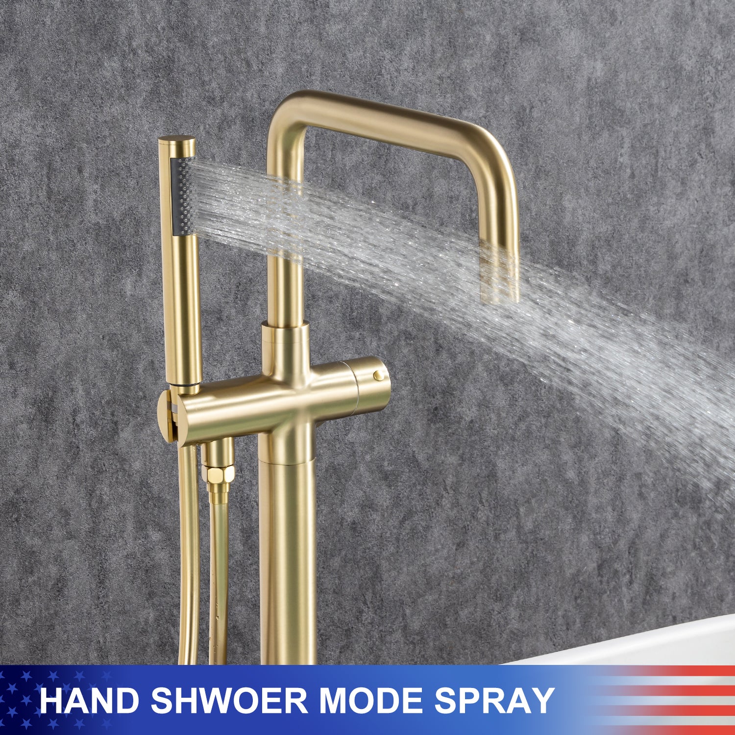 Single-Handle Floor-Mount Clawfoot Tub Faucet with Handheld Shower (S8008)