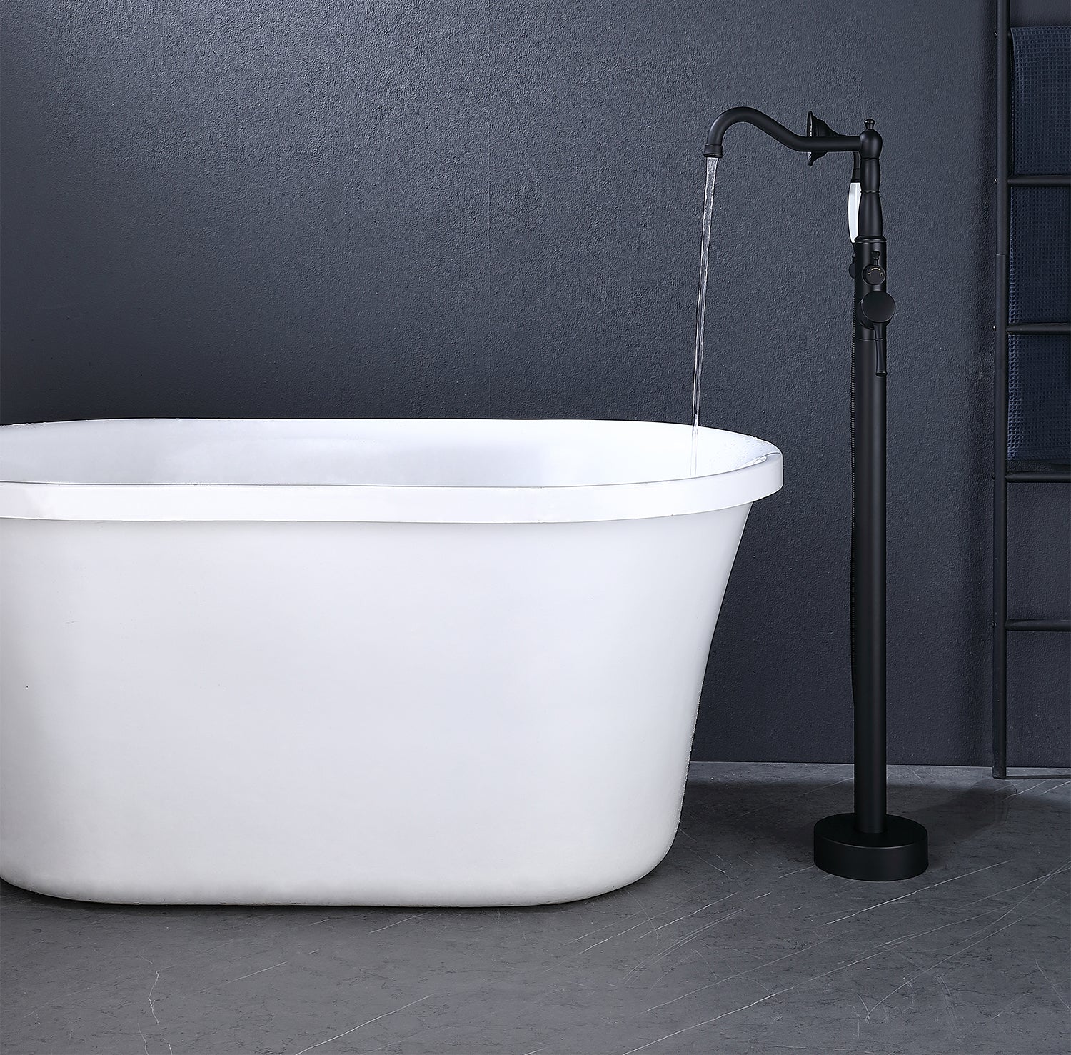 Robinet de baignoire à poignée unique monté au sol avec douche à main RX8009 