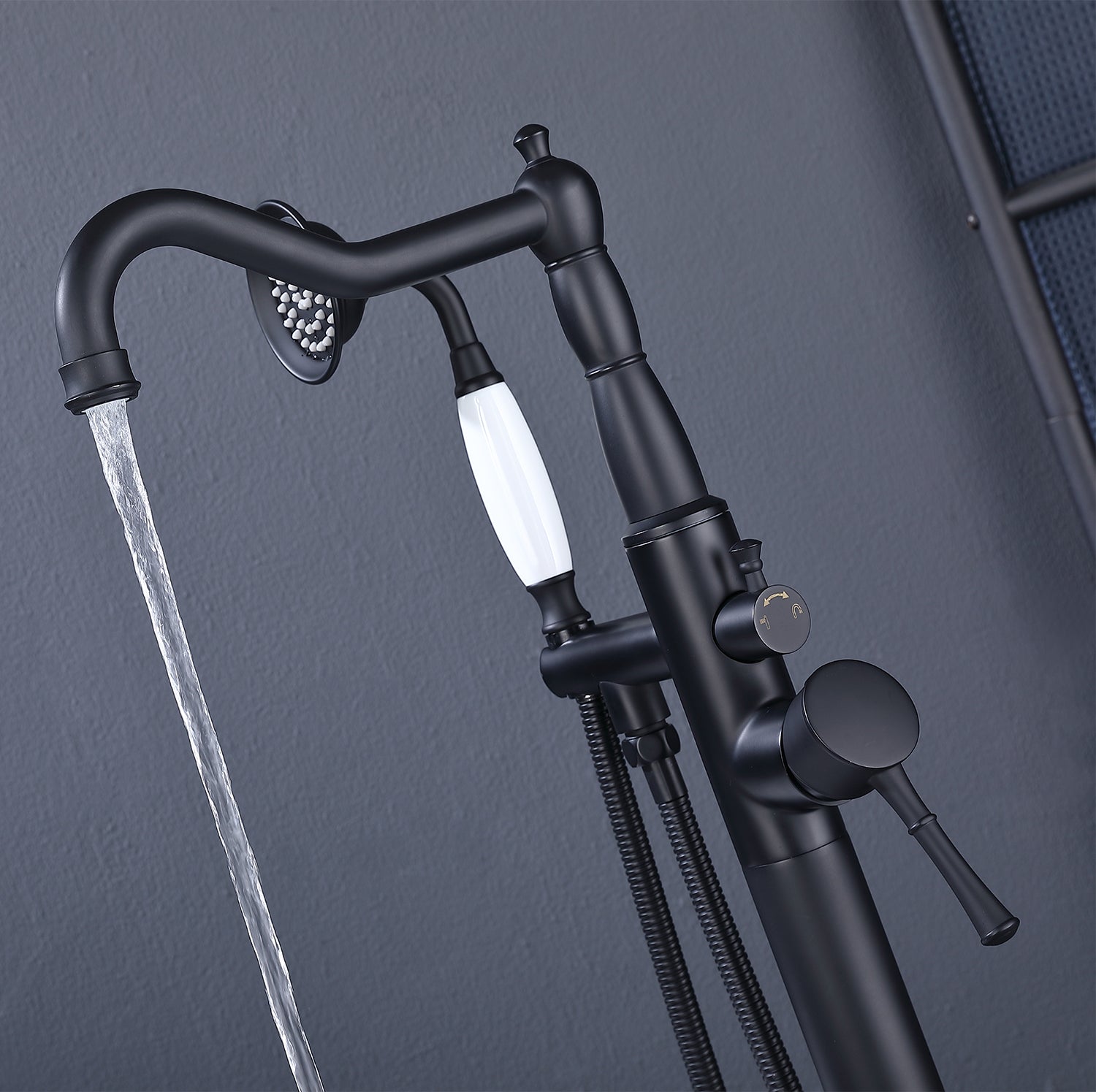 Single Handle Floor Mounted Clawfoot Tub Faucet with Handheld Shower RX8009