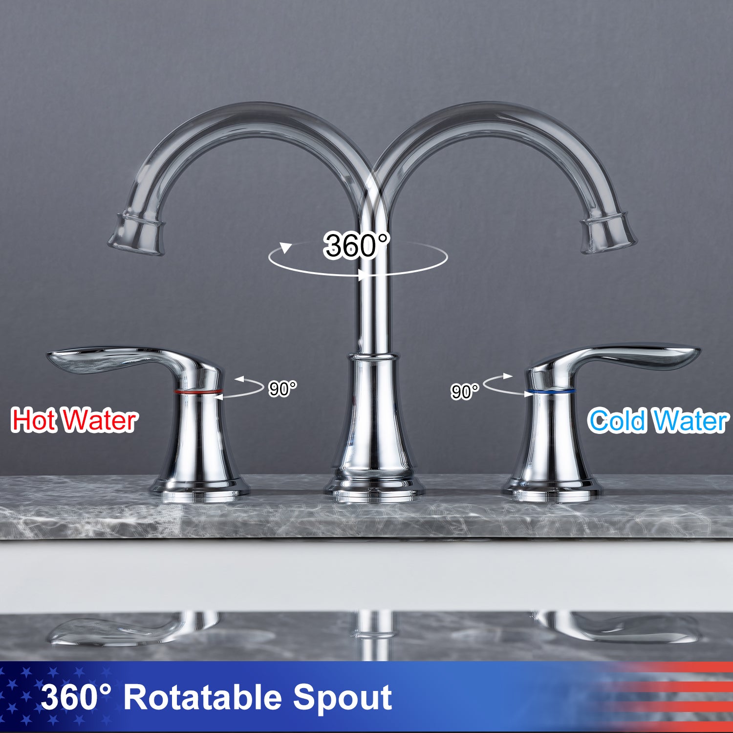 2-Handle Widespread Bathroom Faucet with Drain Assembly