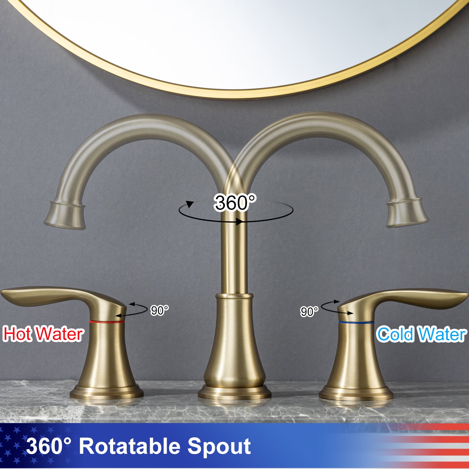 Widespread Faucet 2-handle Bathroom Faucet with Drain Assembly RX83001