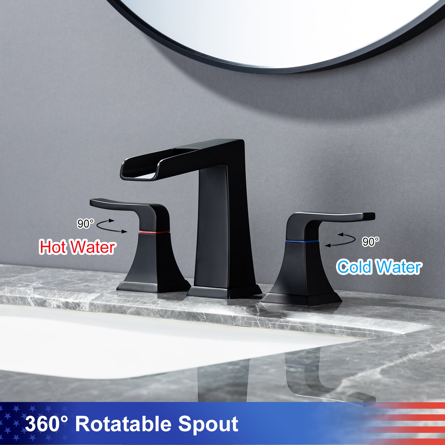 Robinet de salle de bain à 2 poignées avec ensemble de vidange RX83002