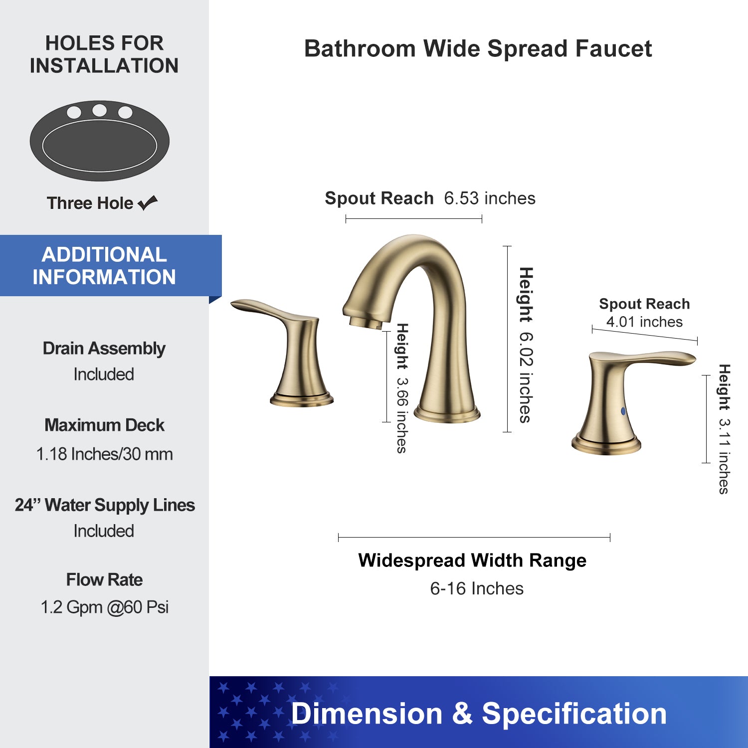 Widespread Faucet 2-handle Bathroom Faucet with Drain Assembly RX83007