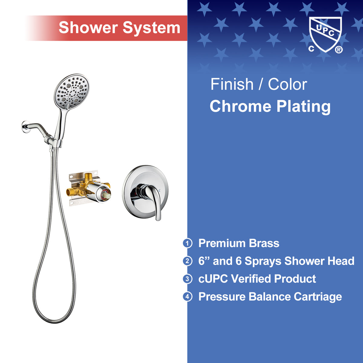 Robinet de douche avec valve brute RX92101-6