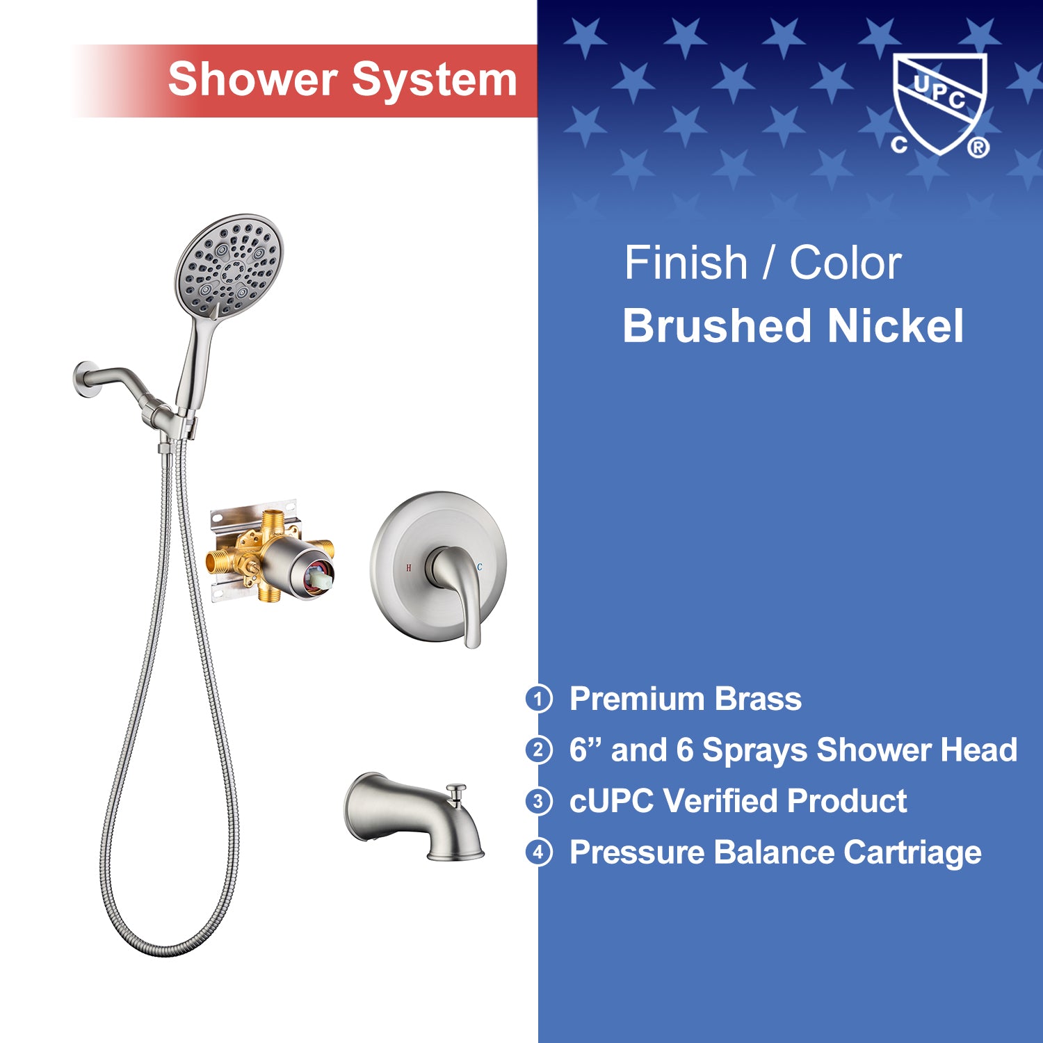 Tub and Shower System with Rough-in Valve (S92102)