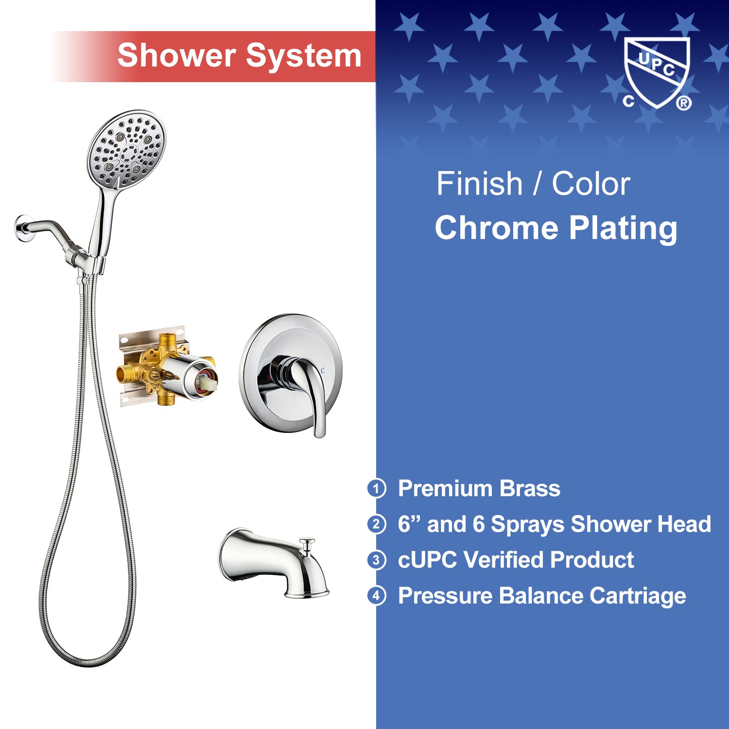 Tub and Shower System with Rough-in Valve (S92102)