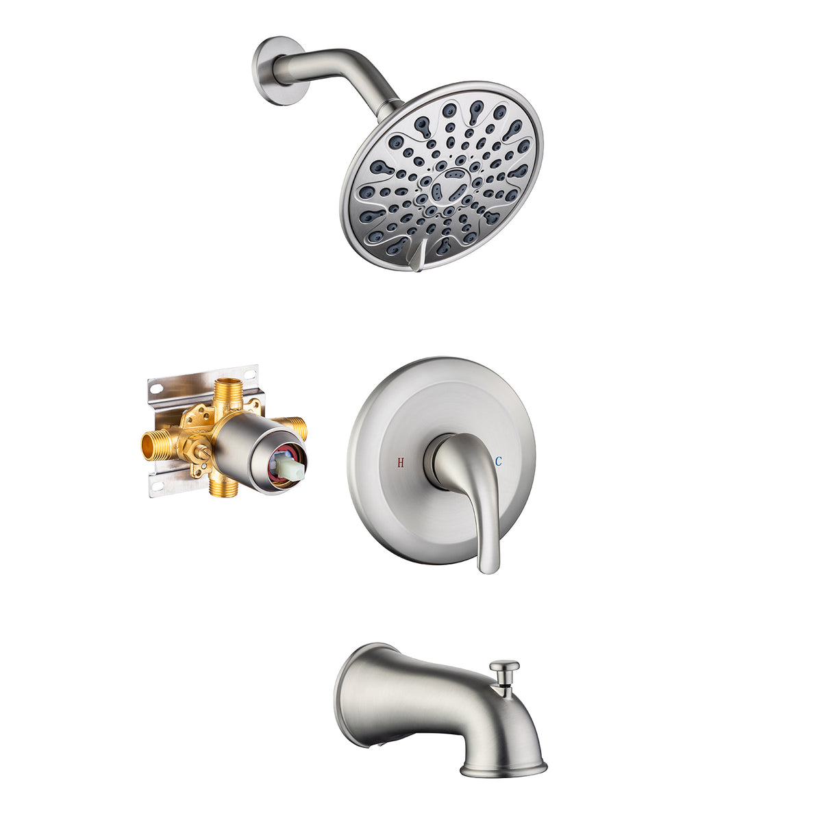Robinet de douche à 6 jets avec valve brute RX92202-6