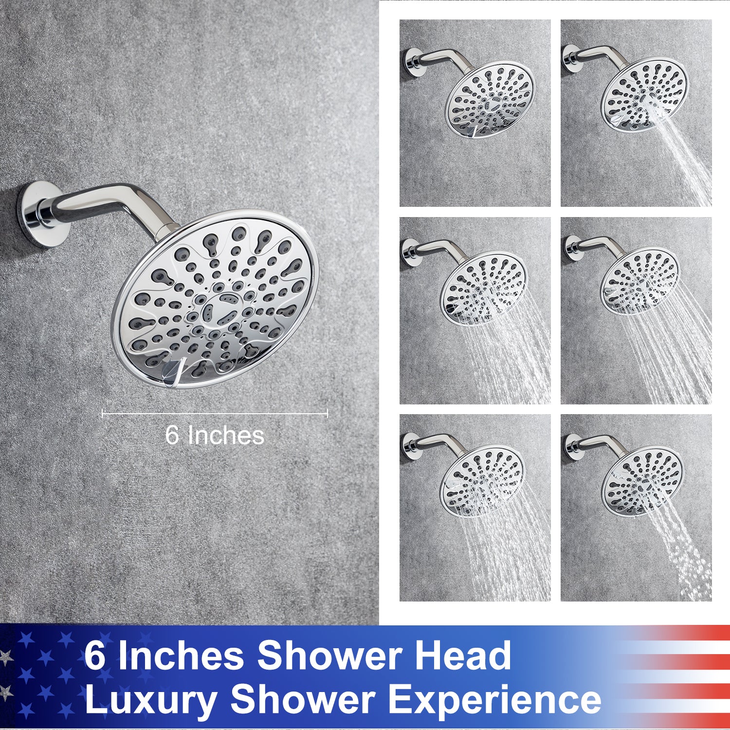 [Rainlex RX92202-6] 6-Spray Pressure-Balanced Shower Faucet With Rough-In Valve