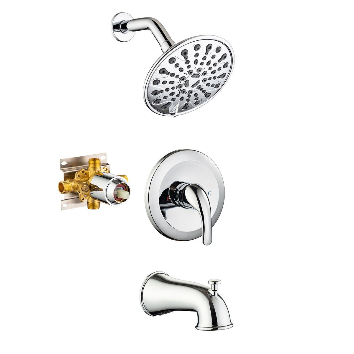 Robinet de douche à 6 jets avec valve brute RX92202-6