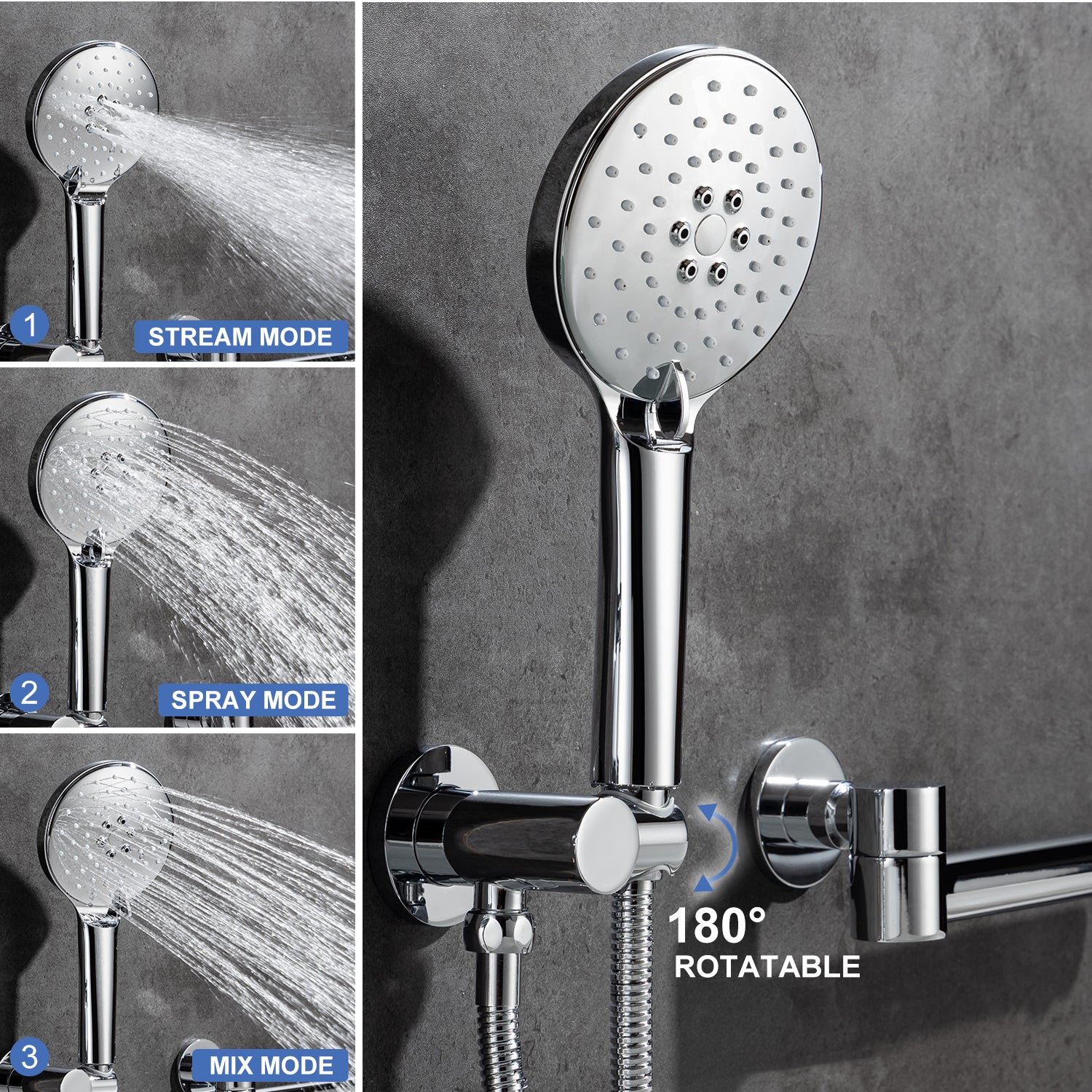 Robinet de baignoire romaine à poignée unique avec douche à main RX96207
