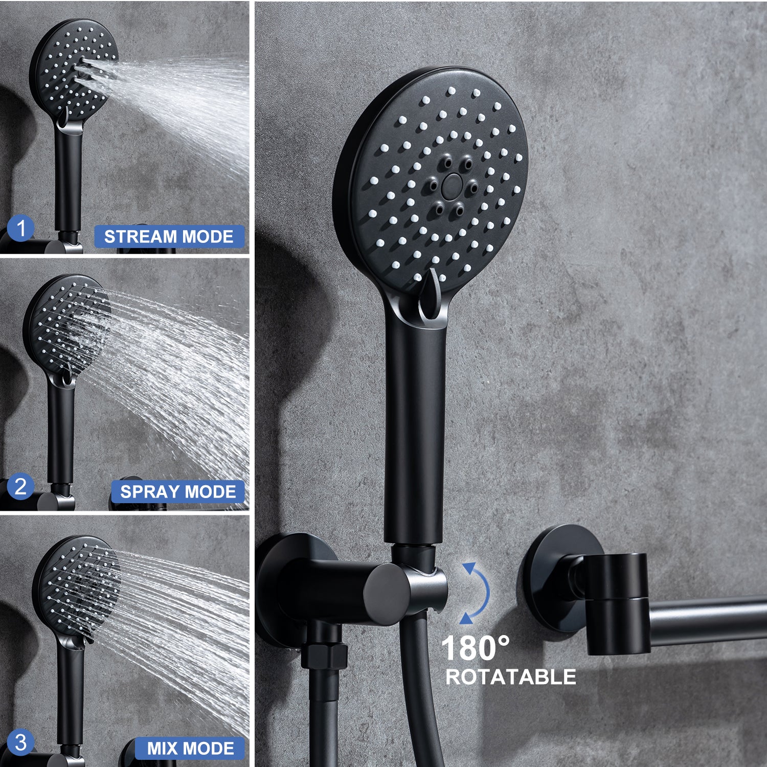 Robinet de baignoire romaine à poignée unique avec douche à main RX96207