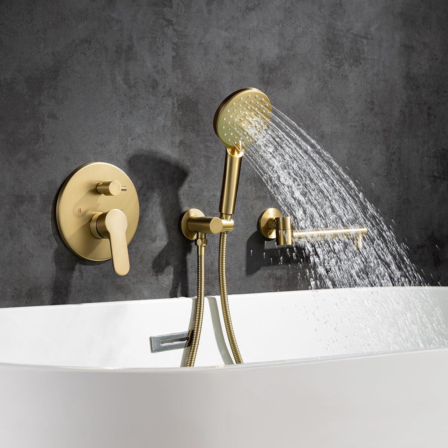Robinet de baignoire romaine à poignée unique avec douche à main RX96207