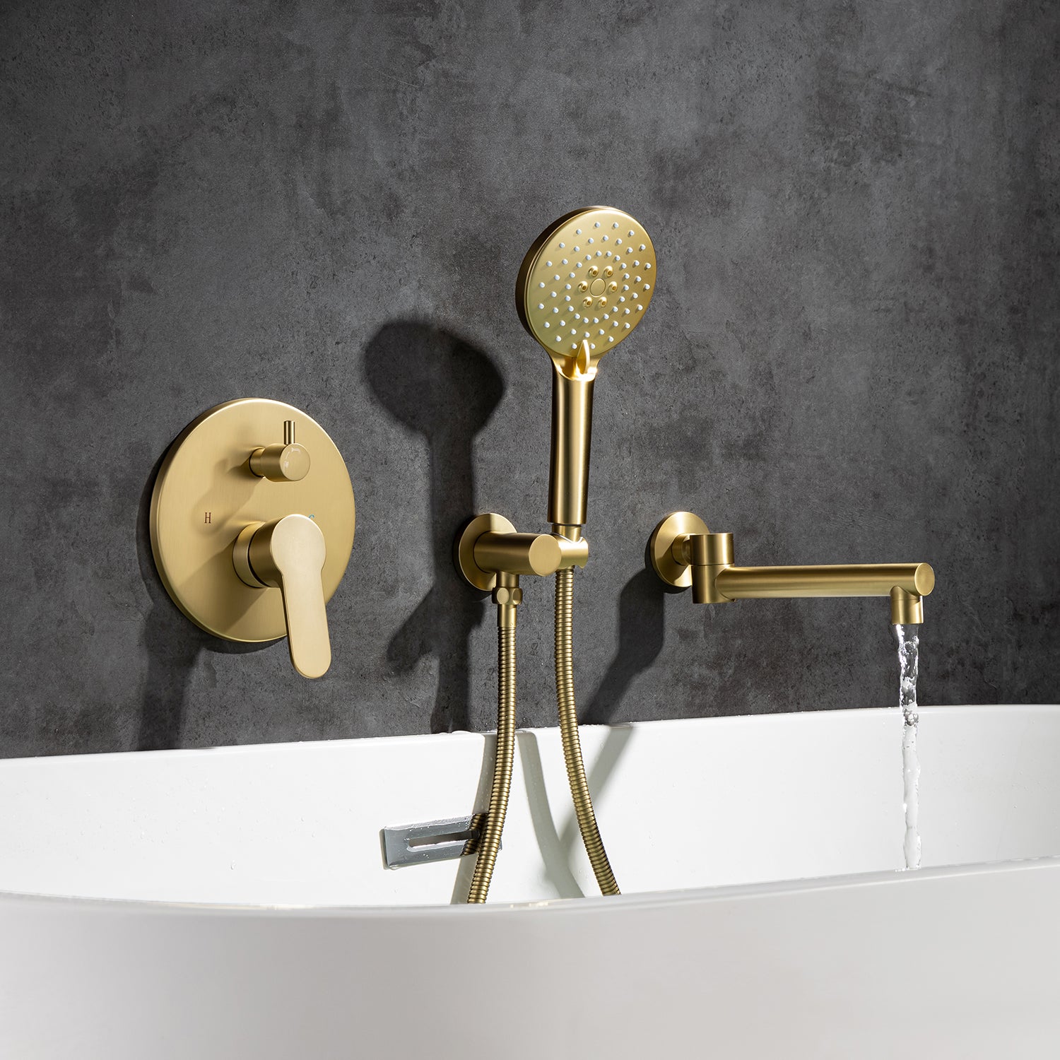 Robinet de baignoire romaine à poignée unique avec douche à main RX96207