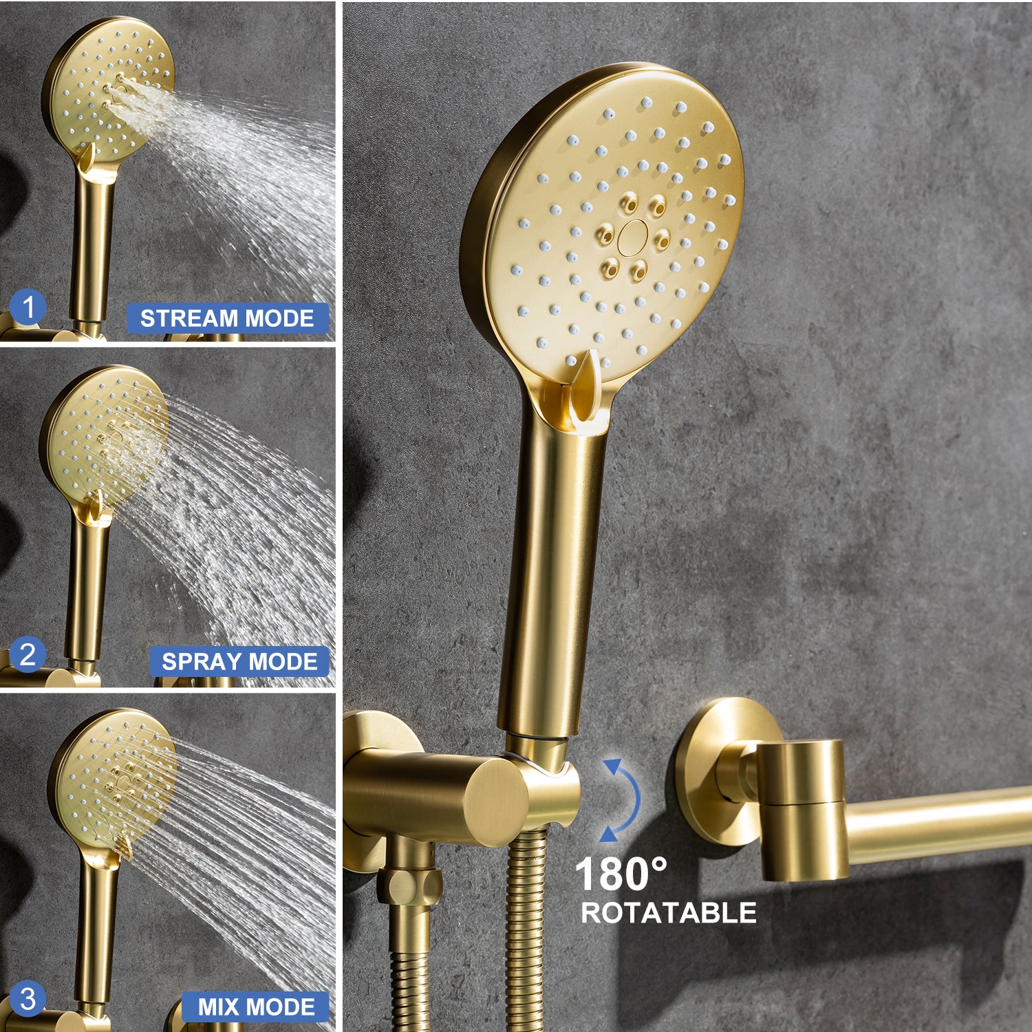 Robinet de baignoire romaine à poignée unique avec douche à main RX96207