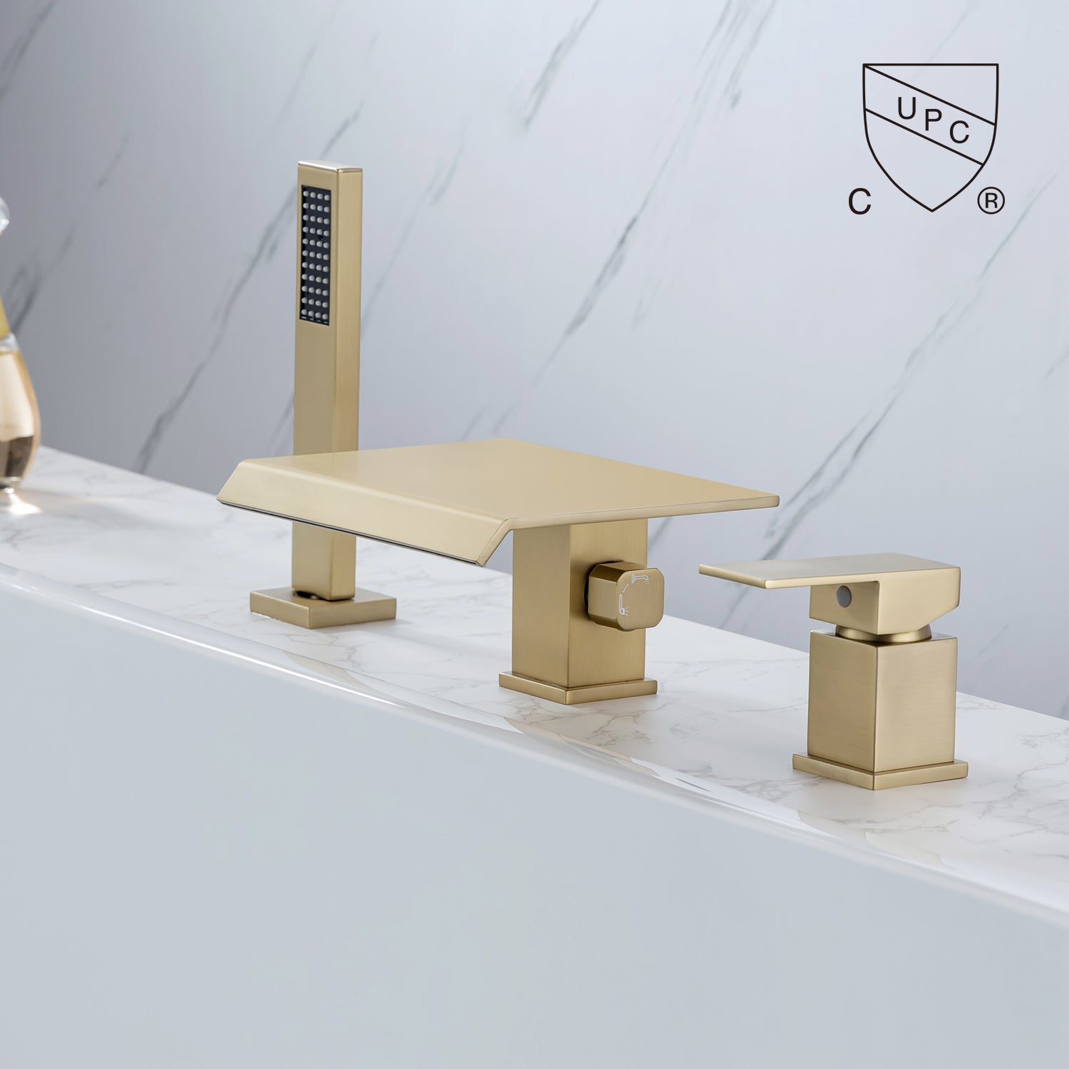 Deck Mounted Single-Handle Roman Tub Faucet with Diverter and Handheld shower RX8013