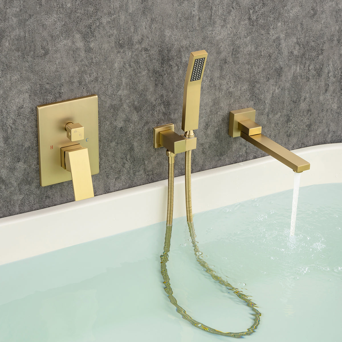 Tub and Shower Faucet in Matte Gold