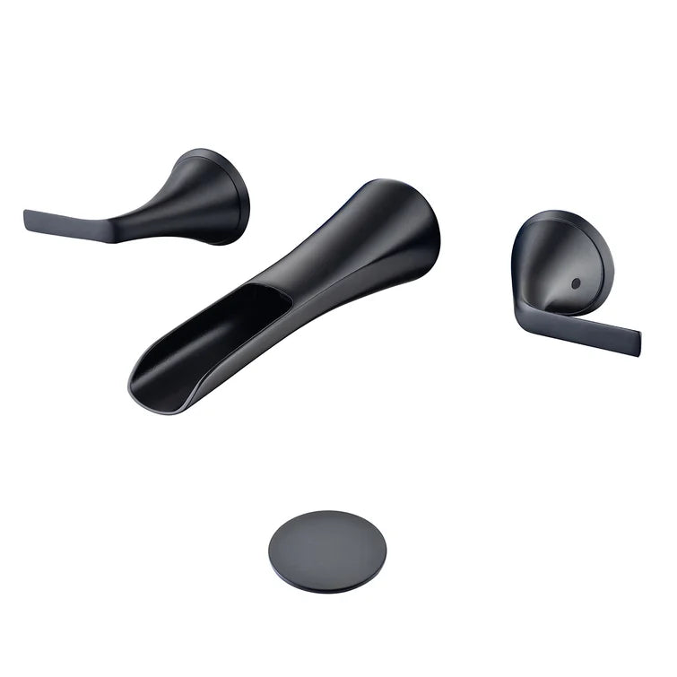 Black Wall-Mounted Waterfall Bathroom Faucet
